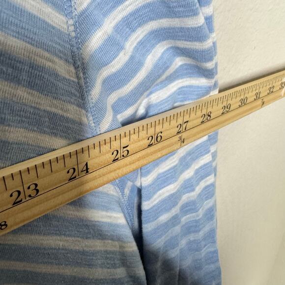 Chaps Women’s 3X Blue White Striped Ombre Henley Top 3/4‎ Sleeve 100% Cotton - Picture 2 of 7